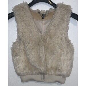 H&M Divided Faux Fur Beige Vest size 8